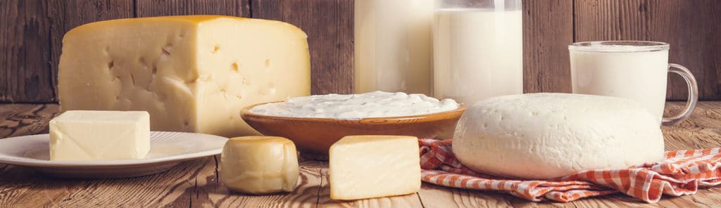 various dairy products on a table